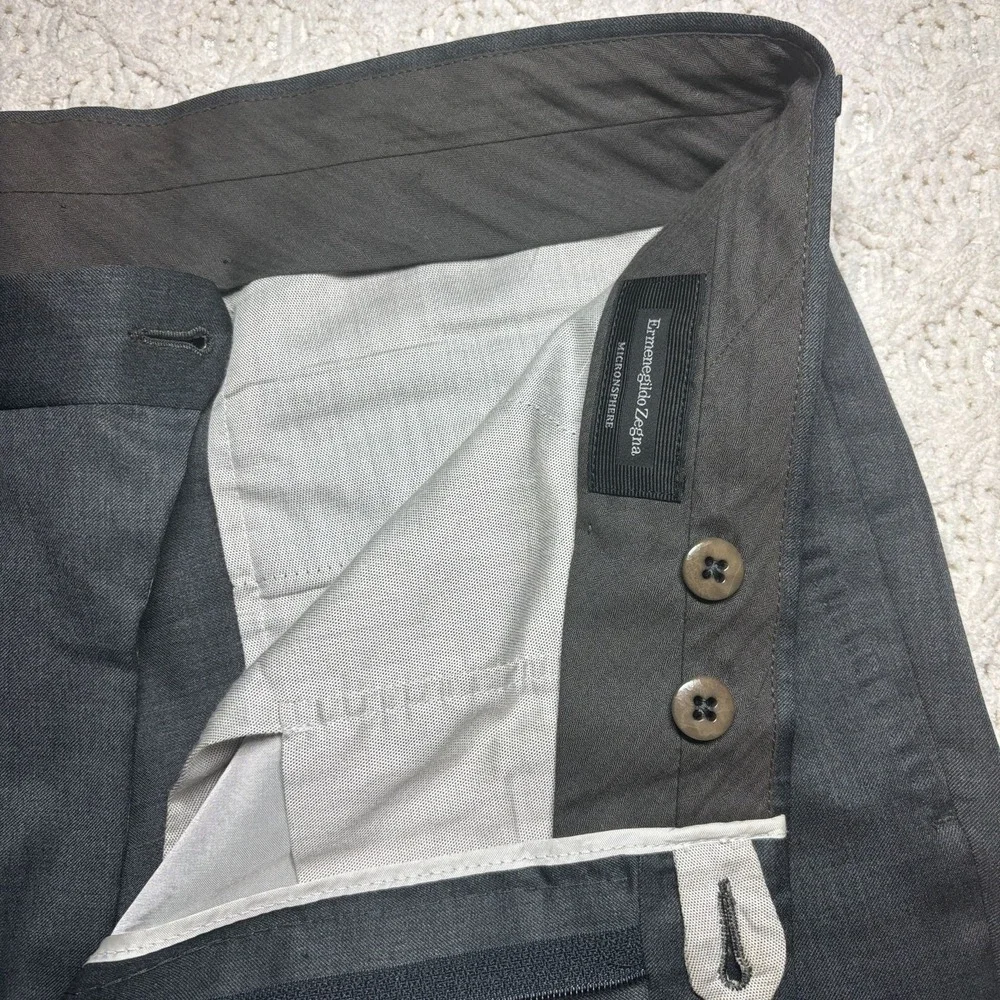 Ermenegildo Zegna Mens Wool Micronsphere‎ Gray Dress Pants Size 52R 36x30.5